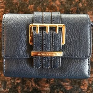 MK navy blue trifold wallet